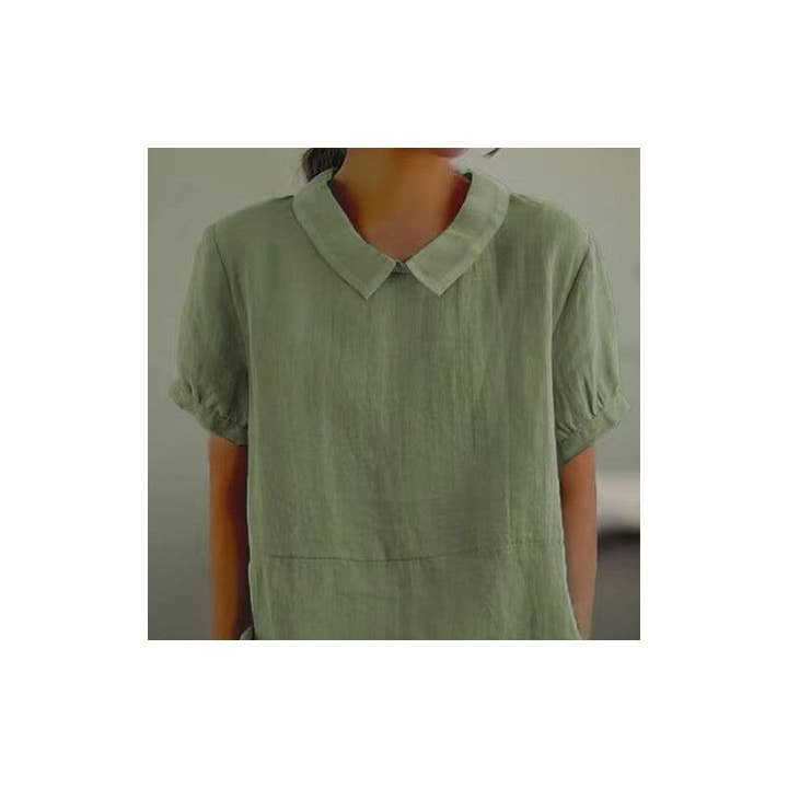 womens green peter pan collar blouse