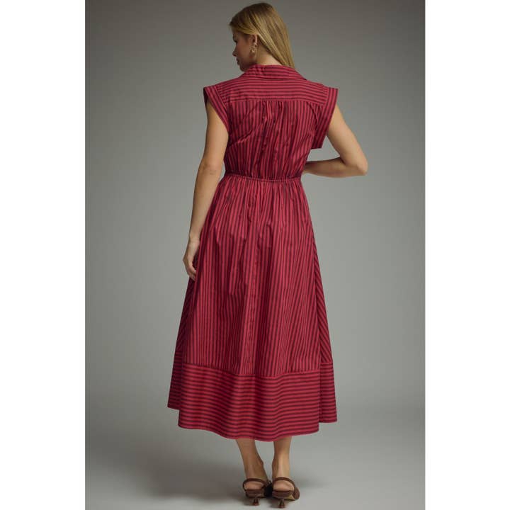 Striped Cap Sleeve Midi Dress, 2 Available Colors