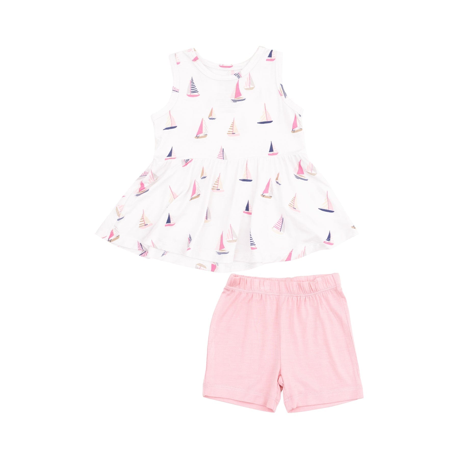 Angel Dear Angel Dear Sailboats Pink Peplum Tank Top And Bike Short - Little Miss Muffin Children & Home