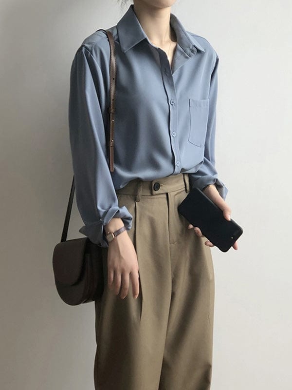 KooPros KooPros Long Sleeve Blouse in Blue - Little Miss Muffin Children & Home