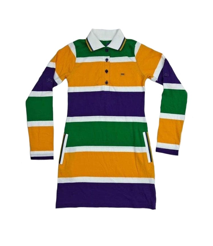 Mardi Gras Creations Mardi Gras Creations Thick Stripe Rugby Junior Dress - Little Miss Muffin Children & Home