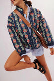 Rosa Clothing Amelia Floral Quilted Jacket in Navy