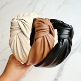 Ellison+Young Leather Better Knotted Headband in Brown