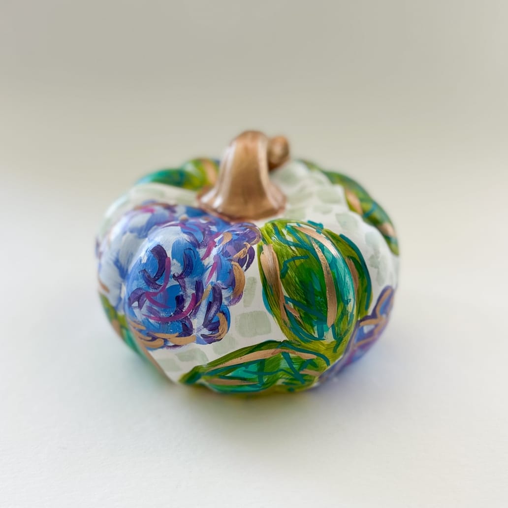 Blue Hydrangea Floral Pumpkin