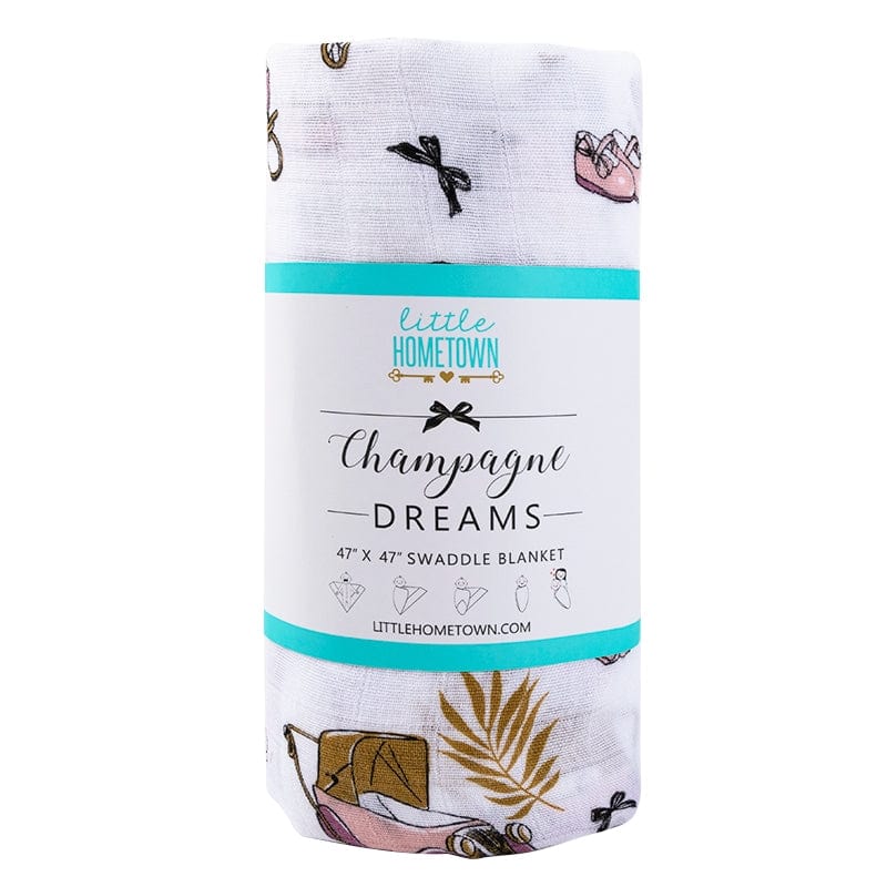 Little Hometown Little Hometown Champagne Dreams Swaddle Blanket Girls - Little Miss Muffin Children & Home