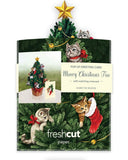 FreshCut Paper Mini Meowy Christmas Tree Pop-Up Greeting Card