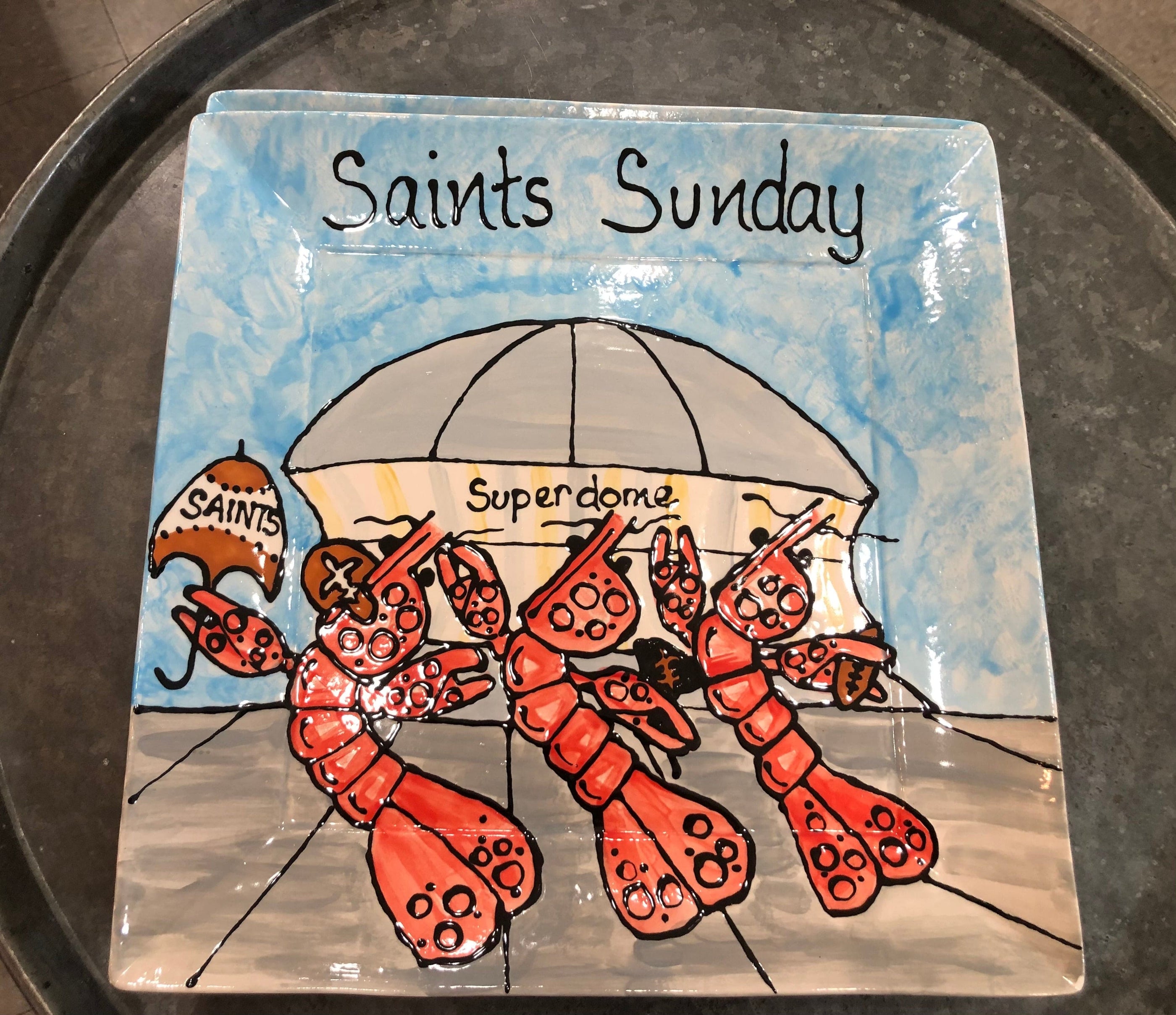 Jan Salzer Art Saints Superdome Square Plate - Little Miss Muffin Children & Home