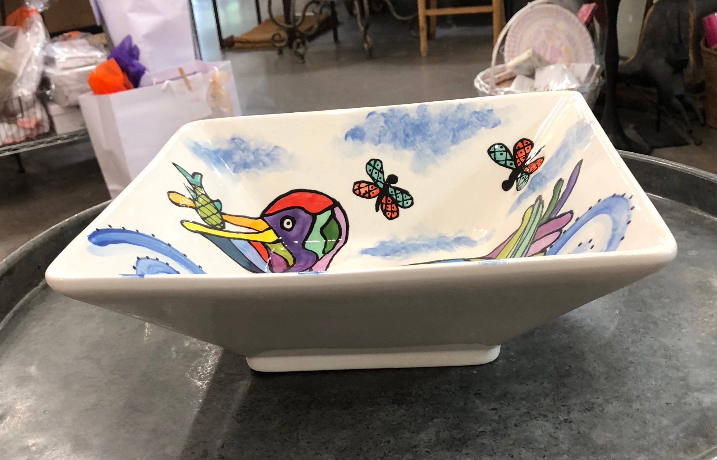 Jan Salzer Art Pelican Large Square Bowl - Little Miss Muffin Children & Home