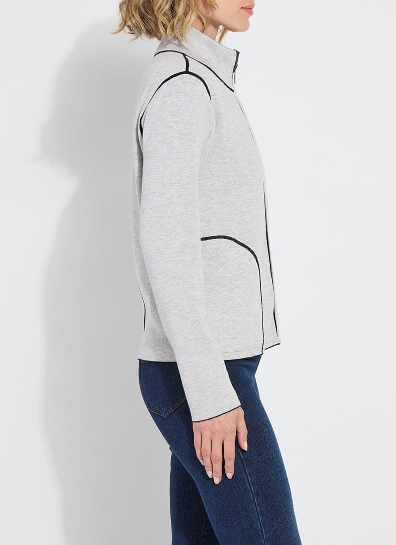 Lyssé Reversible Cashmere Zip-Up Cardigan – Black/Pearl Grey Melange