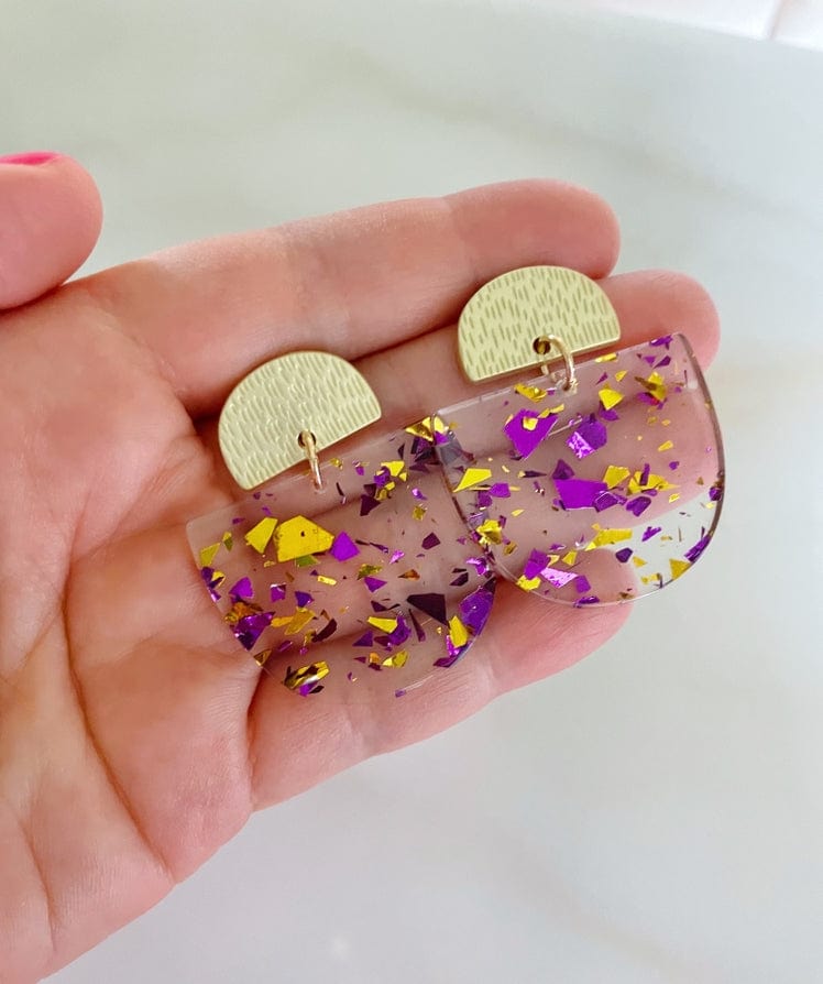 Laalee Jewelry Laalee Jewelry Purple & Gold Gameday Earrings - Little Miss Muffin Children & Home