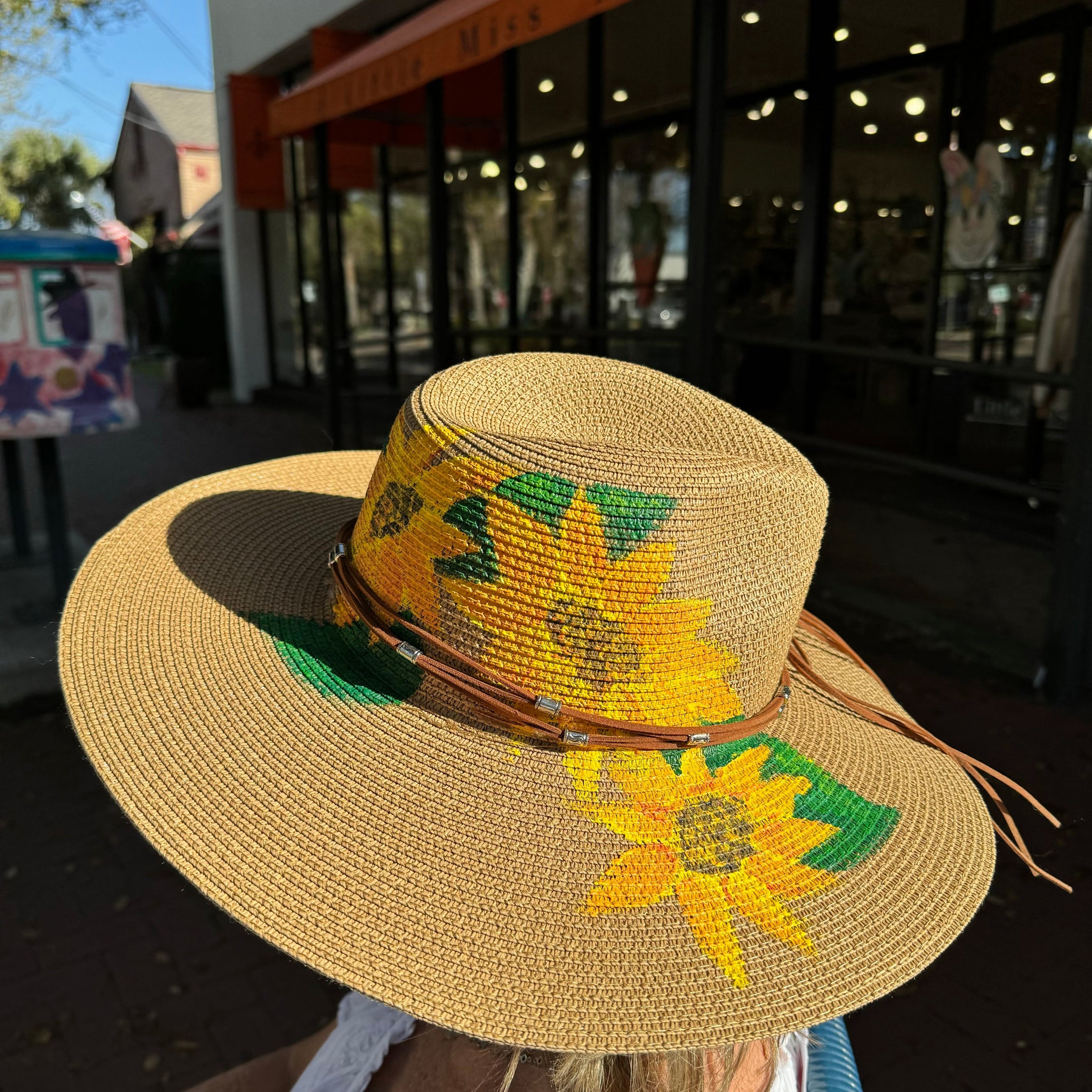 Little Miss Muffin Exclusive Michelle's Art Box Hand-Painted Sunflower Floppy Hat - Little Miss Muffin Children & Home