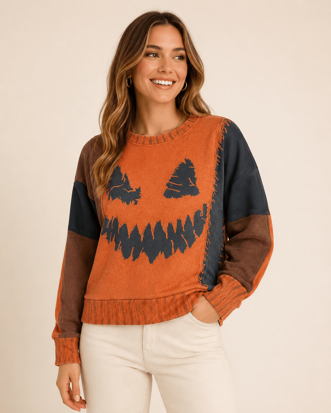 Pumpkin Face 3D Print Sweatshirt