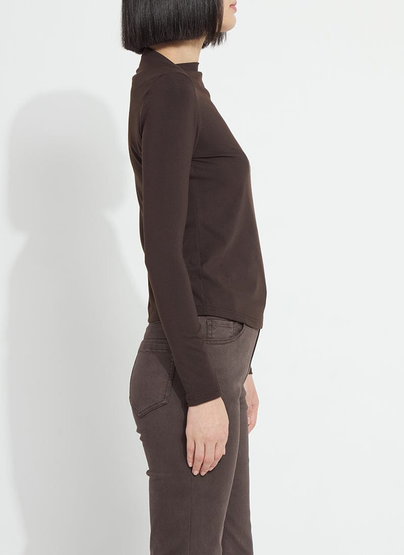 Electra Crossed Boat-Neck Top in Double Espresso