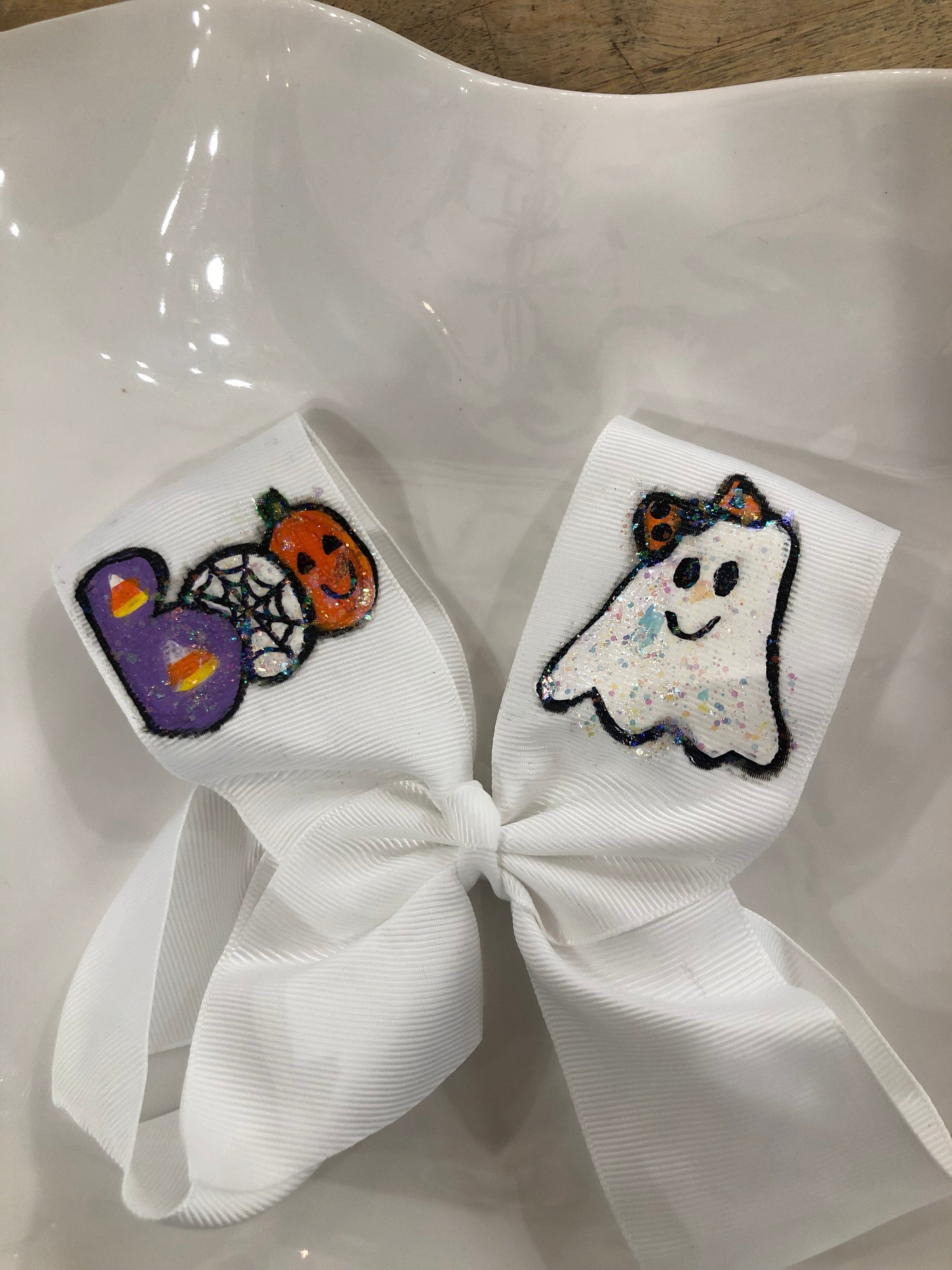 girls boo halloween bow