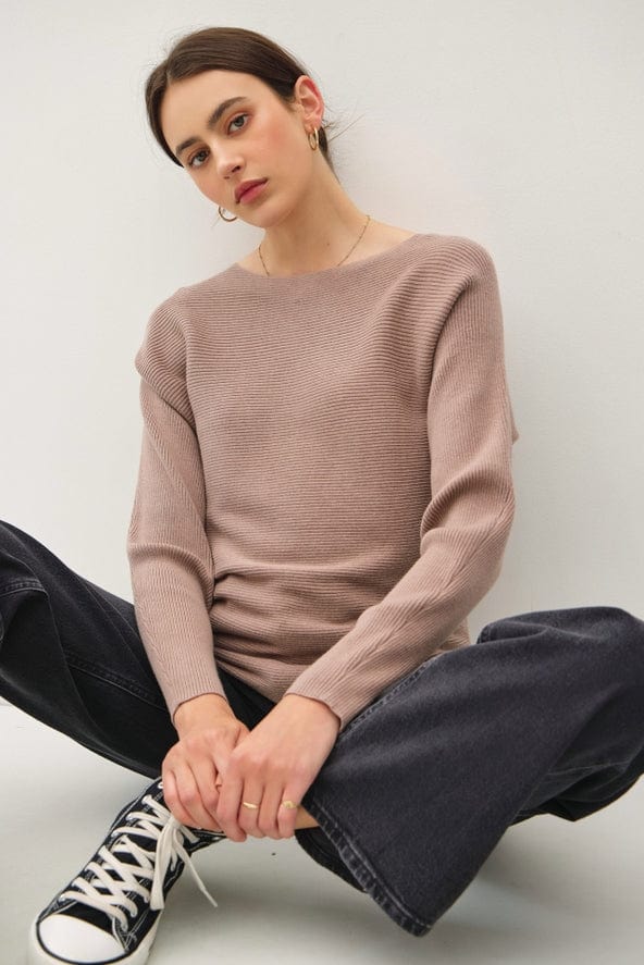 Be Cool Be Cool The Shelby Sweater Boat Neck Dolman Sleeve Pullover Knit Top - Little Miss Muffin Children & Home