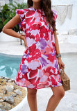 Rosa Clothing Summer Floral Flutter Sleeve Dress
