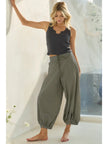 Acid Washed French Terry Cropped Bubble Pants