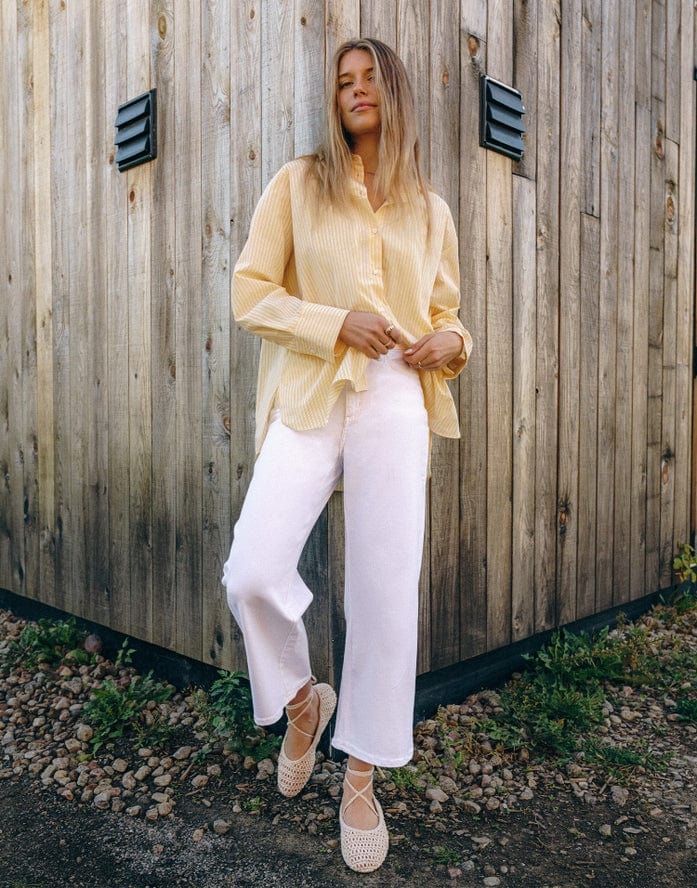 Yoga Jeans Yoga Jeans Lily High-Waisted Cropped Wide-Leg Jeans - 25" Inseam in White Lotus - Little Miss Muffin Children & Home