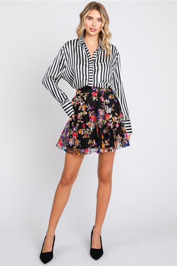 GeeGee Clothing GeeGee Clothing Floral Sequin Mesh Skirt - Little Miss Muffin Children & Home