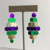 SongLily Mardi Gras Disc Dangle Earrings