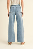 Miou Muse Straight Wide Leg Denim Pants in Denim