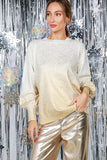 Vine & Love Ombre Metallic Gold Foil Sweater in Gold