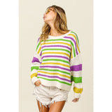 Ive Mardi Gras Striped Comfy Sweater in Ivory Multi