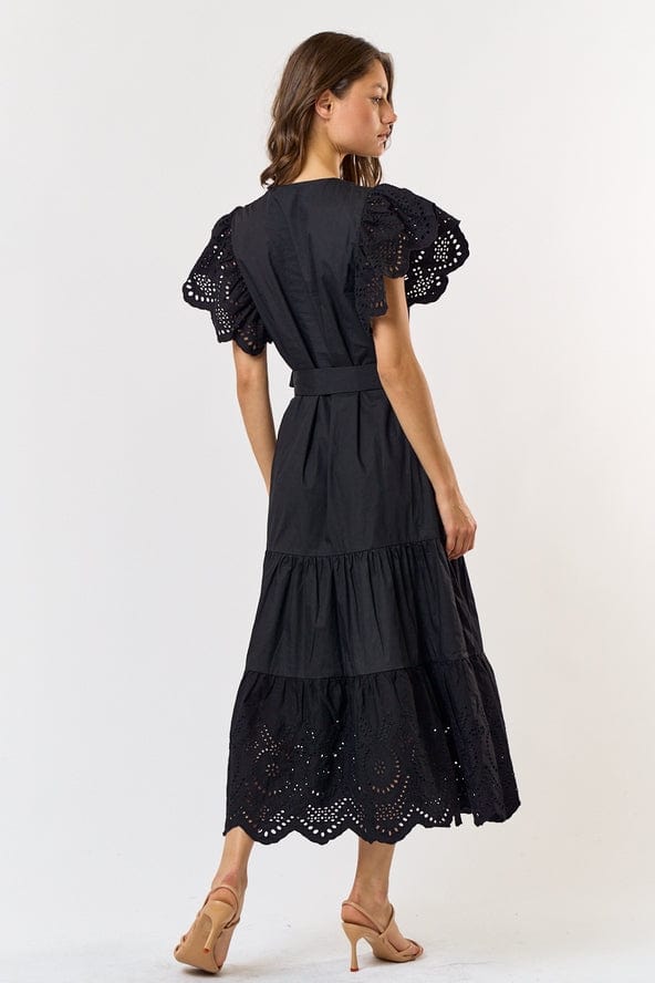 Lalavon Lalavon Eyelet Scalloped Cotton Midi Dress - Little Miss Muffin Children & Home