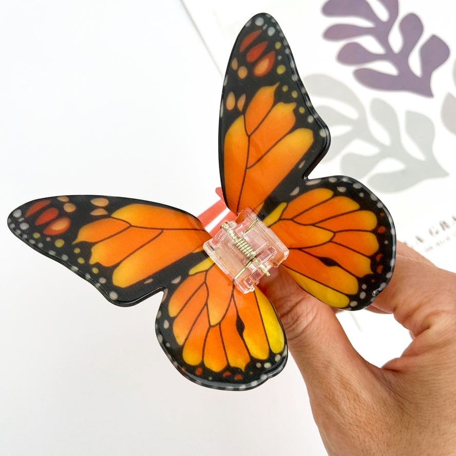 The Diva Soap Acetate Large Butterfly Hair Clip Animal Claw Clip in Orange - Little Miss Muffin Children & Home