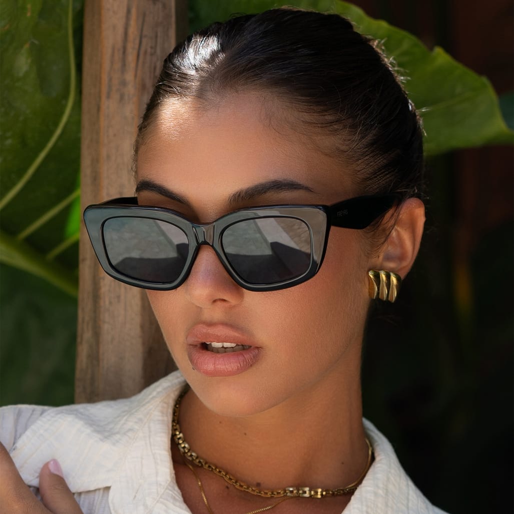Beatrix Acetate Womens Cat Eye Sunglasses Black