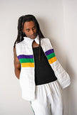Adult White Mardi Gras Chest Stripe Quilted Vest