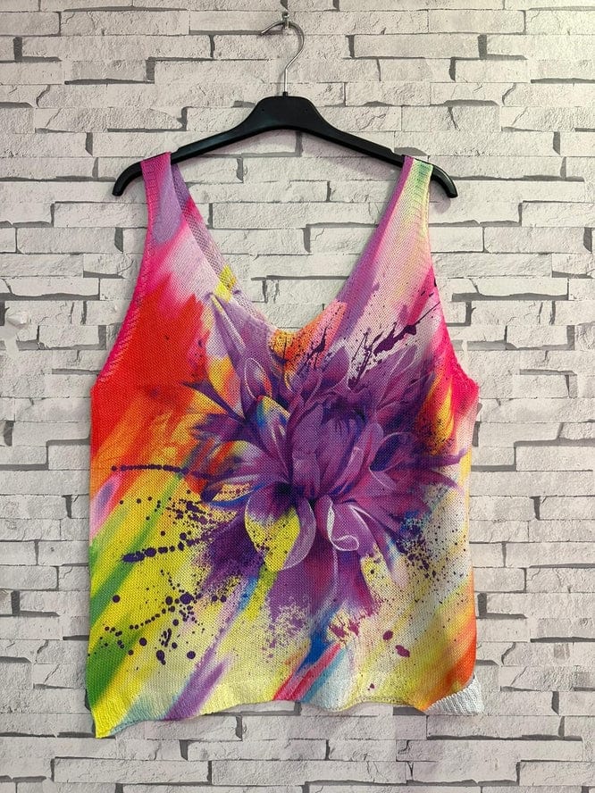 Loowie Loowie Purple Floral V-Neck Knit Printed Sleeveless Sweater - Little Miss Muffin Children & Home