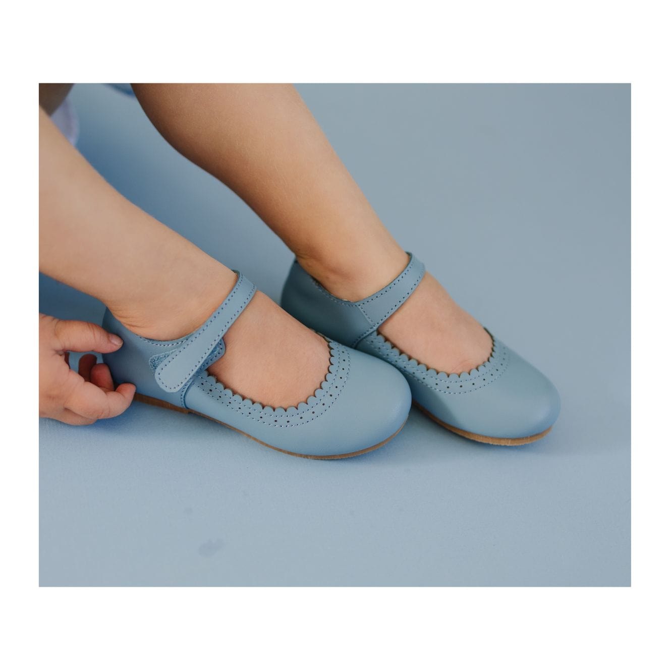 L'Amour Shoes L'Amour Lucille Scalloped Flat in French Blue - Little Miss Muffin Children & Home