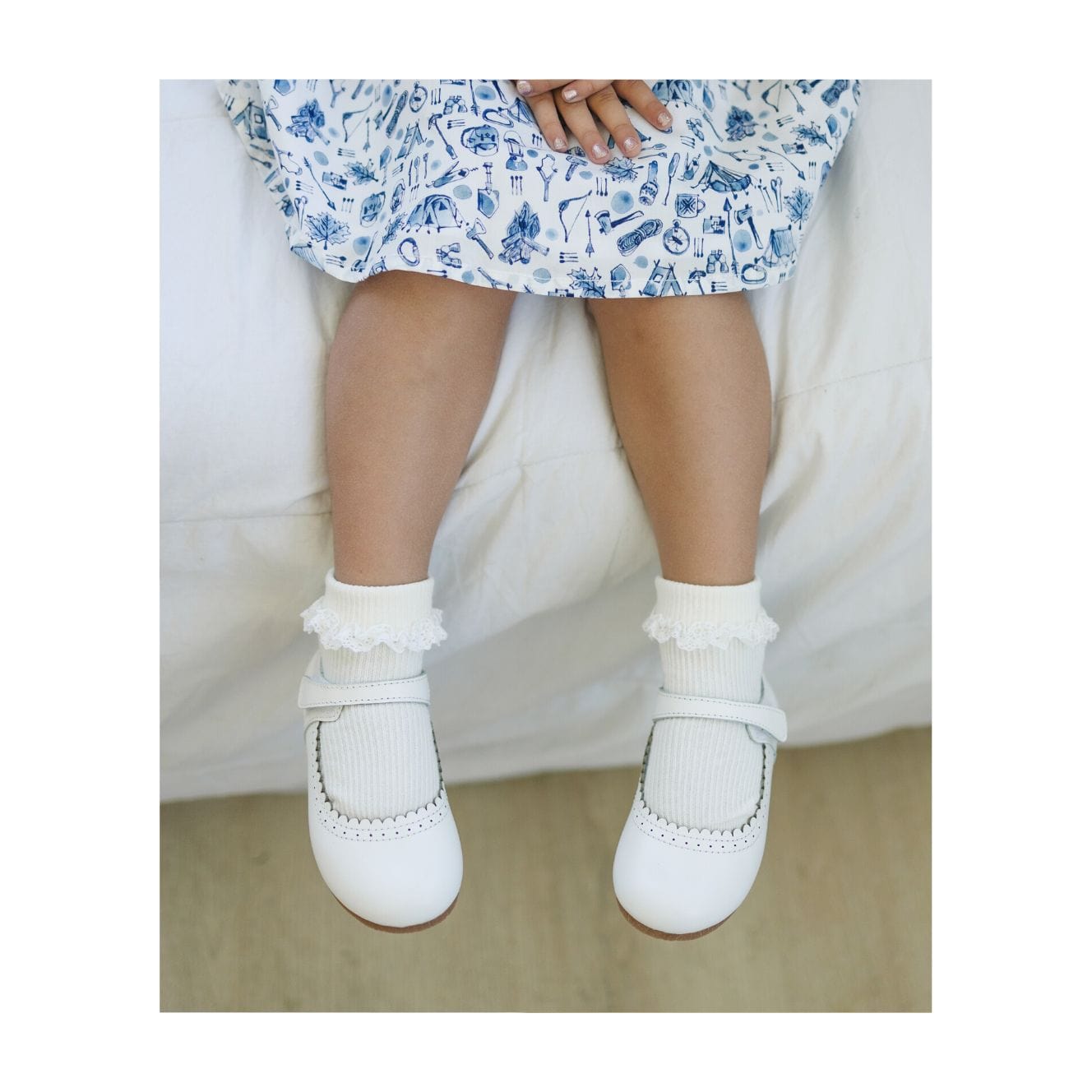 L'Amour Shoes L'Amour Lucille Scalloped Flat in White - Little Miss Muffin Children & Home