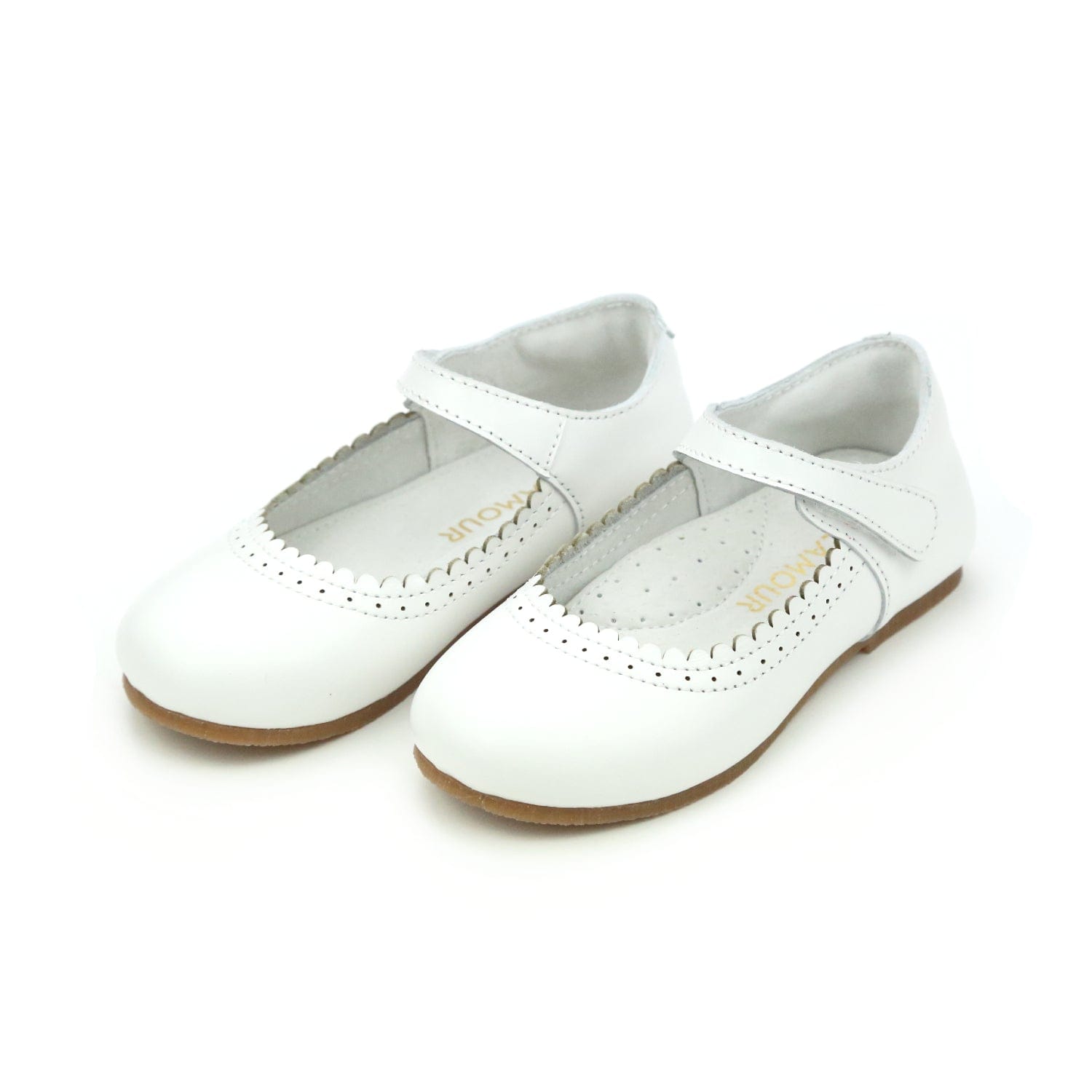L'Amour Shoes L'Amour Lucille Scalloped Flat in White - Little Miss Muffin Children & Home