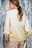 Vine & Love Ombre Metallic Gold Foil Sweater in Gold