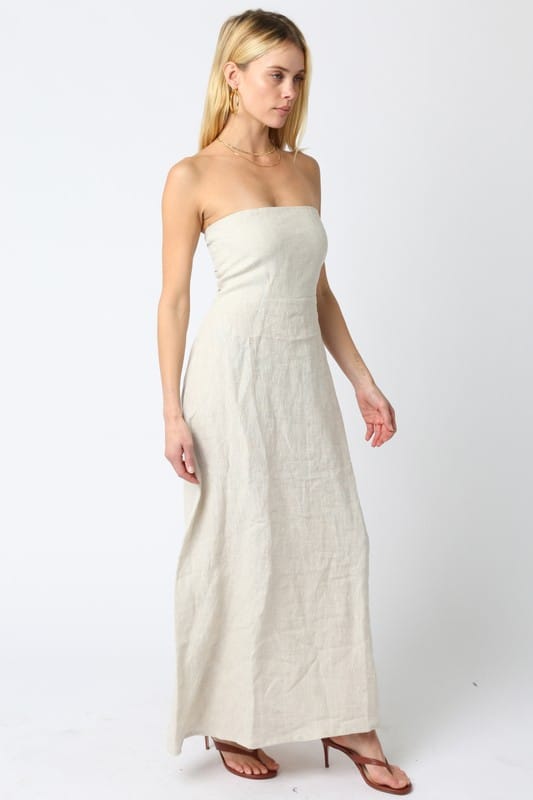 Irise Linen Maxi Dress in Melange Khaki