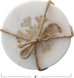 Creative Co-Op Creative Co-op Marble Coasters with Snowflake Inlay - Little Miss Muffin Children & Home