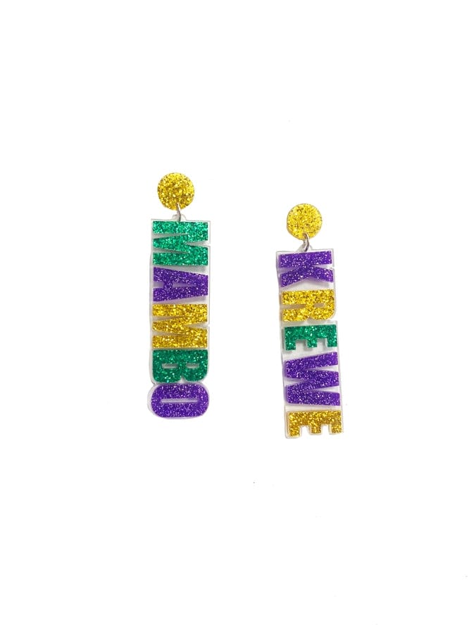 Mardi Gras Creations Mardi Gras Creations Acrylic KREWE MAMBO Earrings - Little Miss Muffin Children & Home