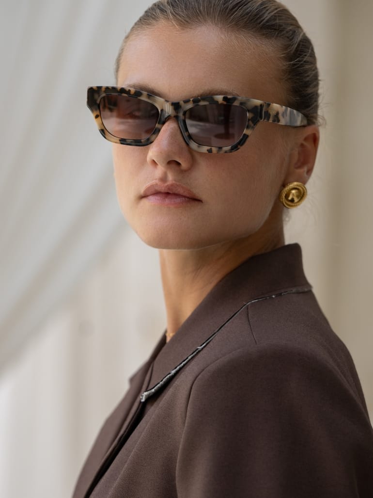 Aurora Acetate Cat Eye Sunglasses Milky Tortoise