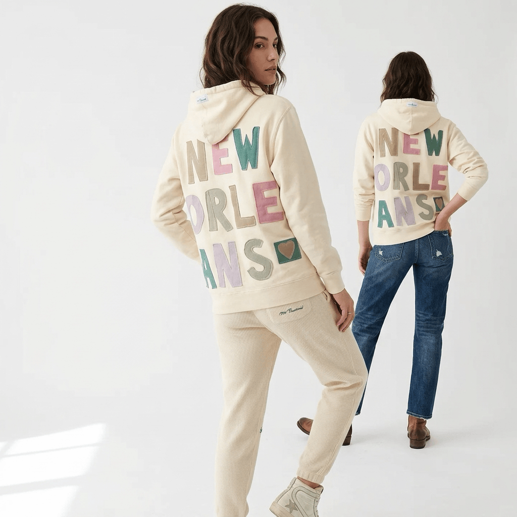 One-Of-A-Kind New Orleans Letter Patchwork Sweatshirt Hoodie