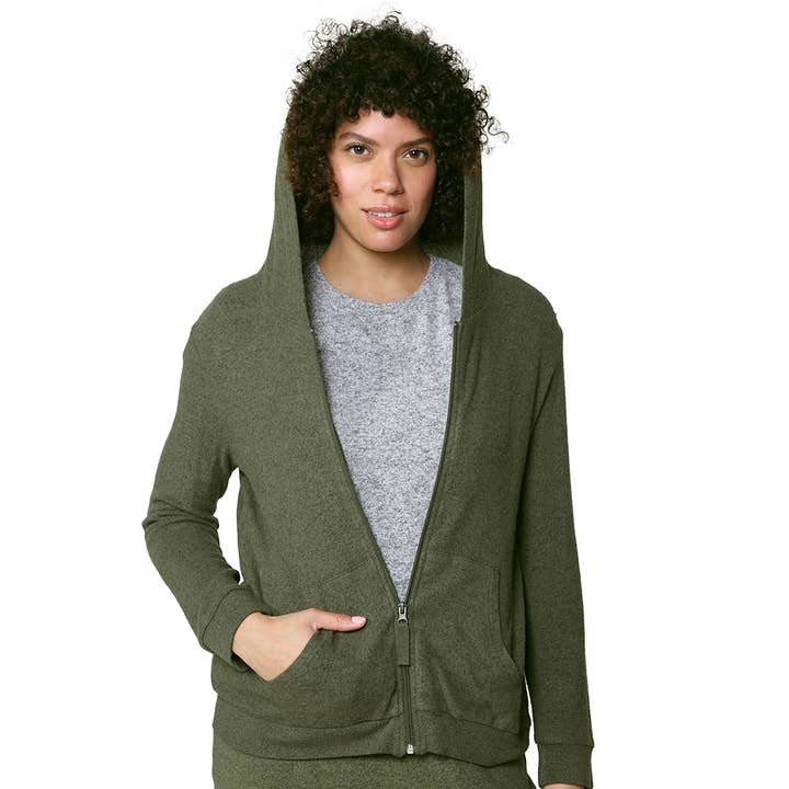 green zip hoodie