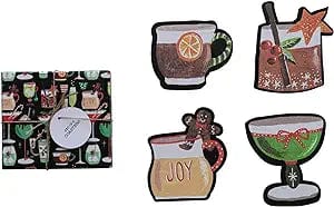 Creative Co-Op Creative Co-op Printed Recycled Paper & Christmas Cocktail Shaped Cardboard Coasters - Little Miss Muffin Children & Home