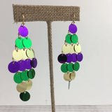 SongLily Mardi Gras Disc Dangle Earrings