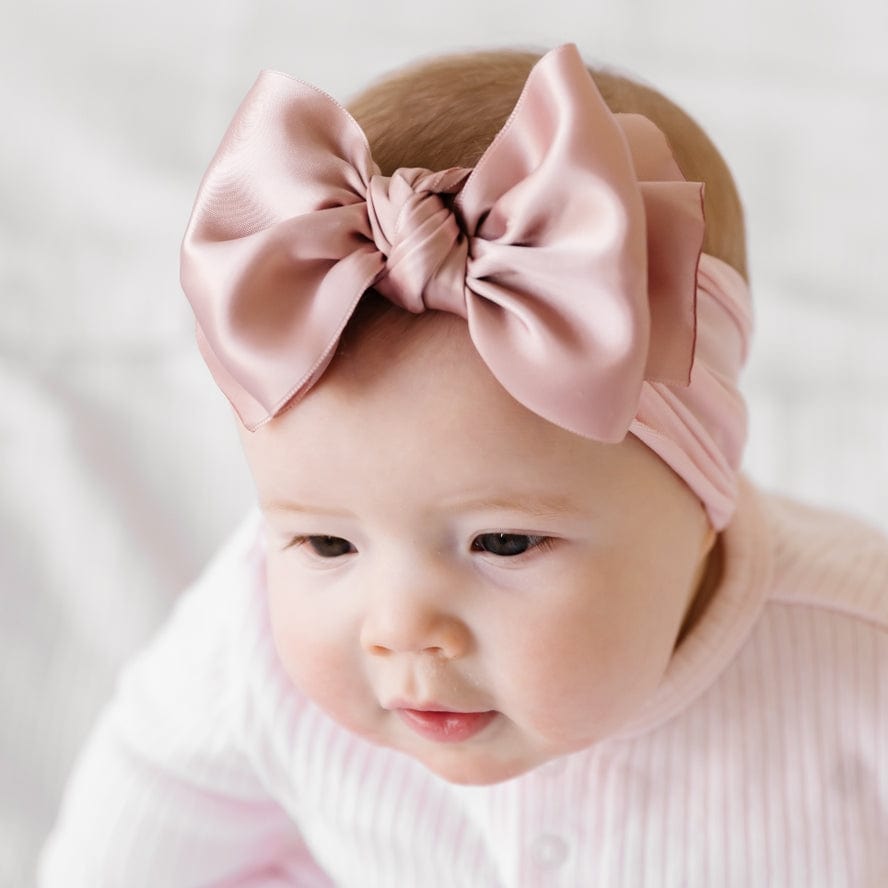 Baby Bling Bows Satin FAB® Soft Nylon Headband with Satin Bow - Little Miss Muffin Children & Home