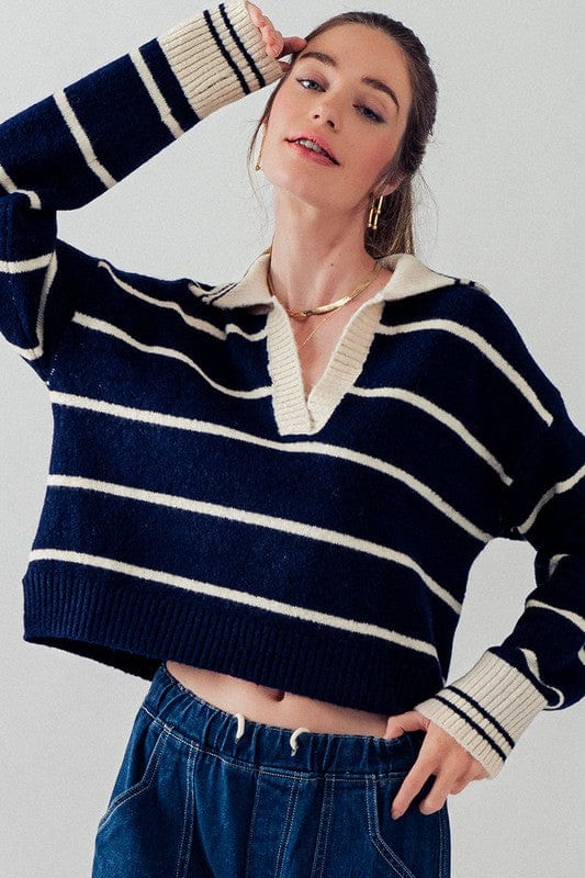 Fashion Week Fashion Week Striped Knit Sailor Collar Sweater - Little Miss Muffin Children & Home