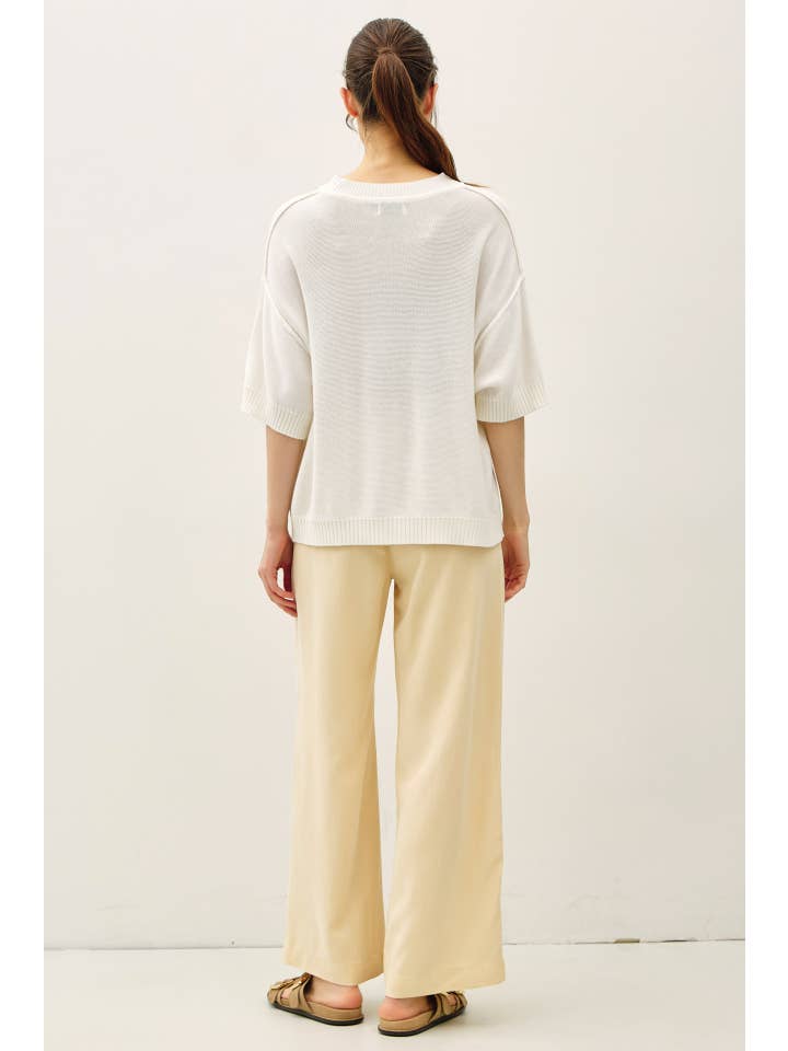 Oversize Cut Sweater Top with Raw Edge