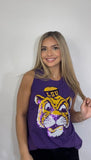 Bomb Designs LSU Vintage Tiger Sequin Tank