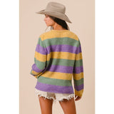 Ive V-Neck Mardi Gras Striped Sweater