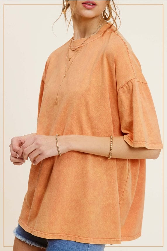 La Miel La Miel Mineral Washed Short Sleeve Oversized Top - Little Miss Muffin Children & Home